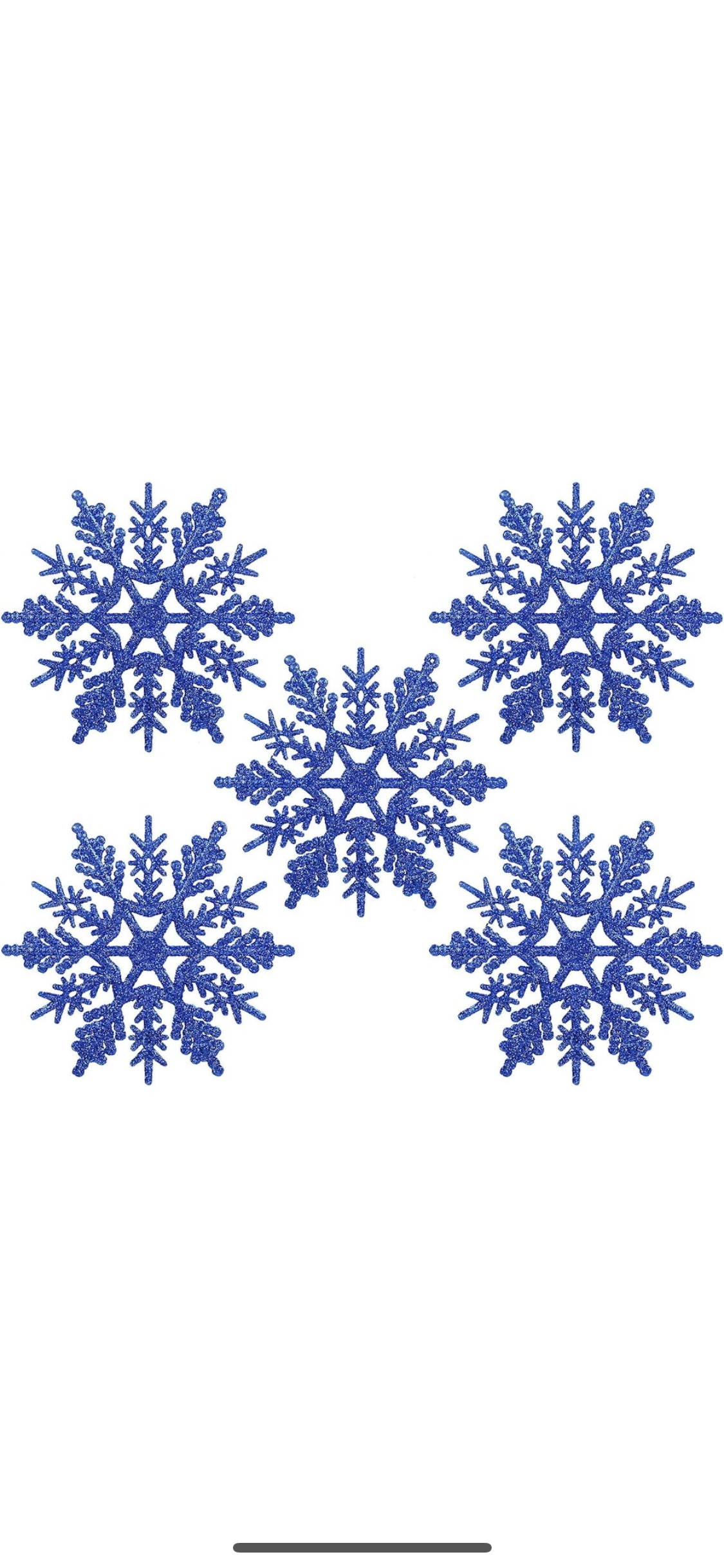 Set 5 decoratiuni, fulgi de nea, pentru bradul de Craciun, 10 cm, Albastru