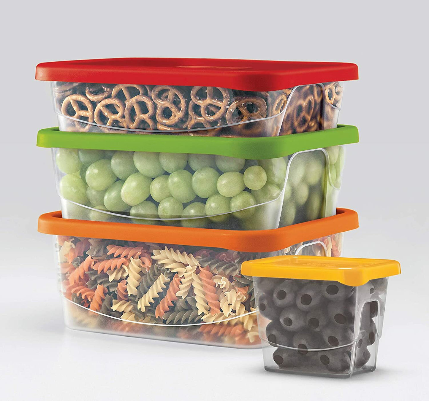 Plastic Food Storage Containers 12PC Set with Coloured Lids Air Tight Plastic