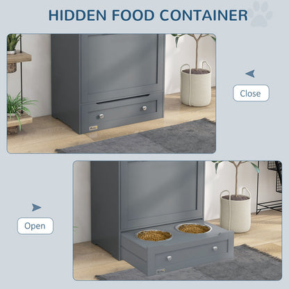 Pawhut Pet Feeder Station, Dog Cat Food Storage Feeding Station, Food Cabinet