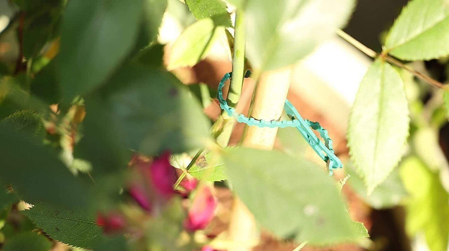 50 Pcs Adjustable Green Plant Ties,Plastic Cable Ties, Flexible Plant Support
