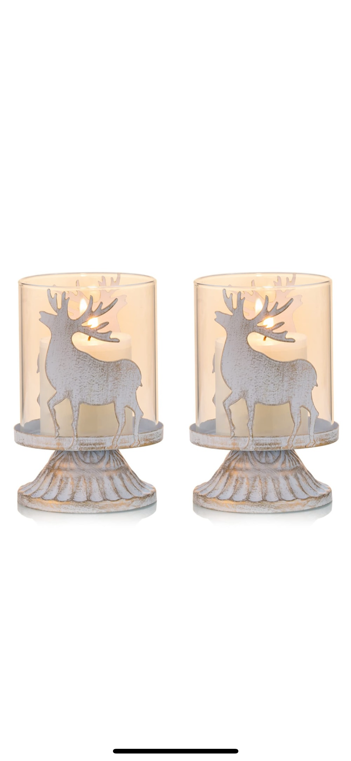 Set 2 x Suporturi de lumanari metalice albe