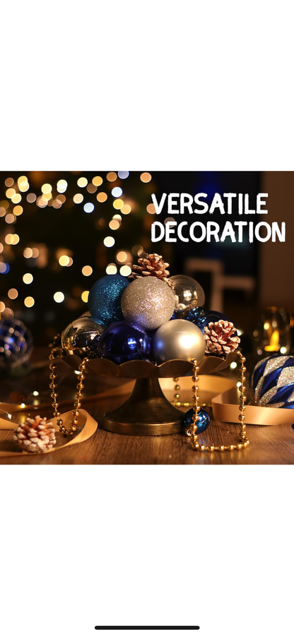 Set 24 globuri de Craciun, plastic, 3x3x3cm, albastru