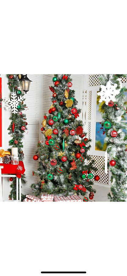 Set globuri brad Craciun, Xinxu, 44 Pieses, decorative, nunti, aniversari, Rosu/Verde