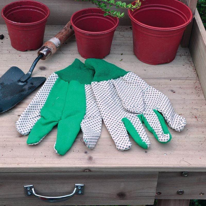 Men'S Lightweight Garden General Purpose Gloves Cotton Green Polka Dot Gardening