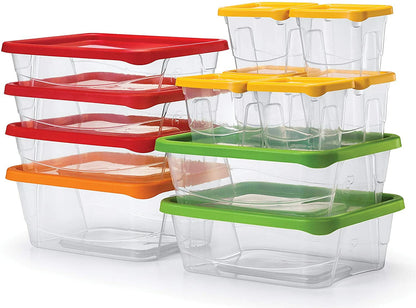 Plastic Food Storage Containers 12PC Set with Coloured Lids Air Tight Plastic