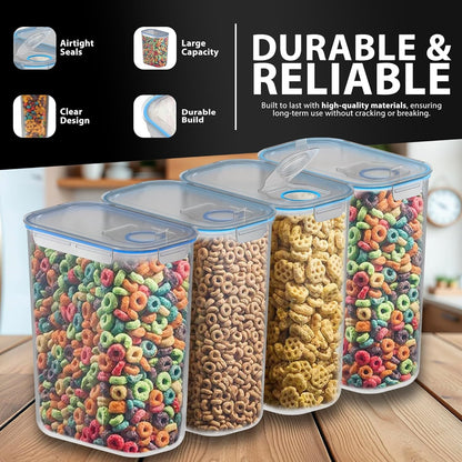 4 X CEREAL CONTAINERS AIRTIGHT SEAL FOOD STORAGE KITCHEN ACCESSORIES DISPENSER