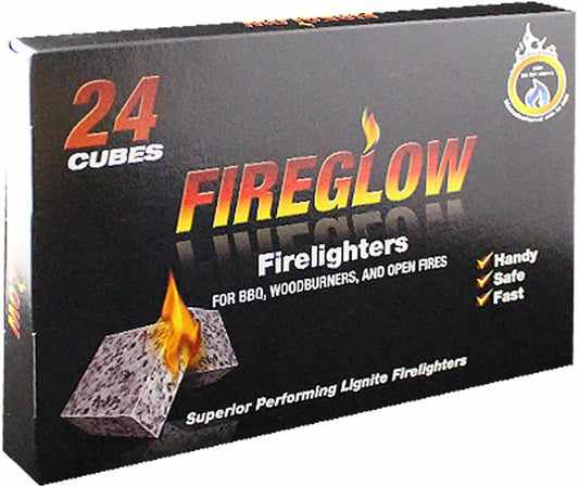 Fireglow 24 Cubes Firelighters Superior Safe BBQ Fire Wood Burners Stoves Grills