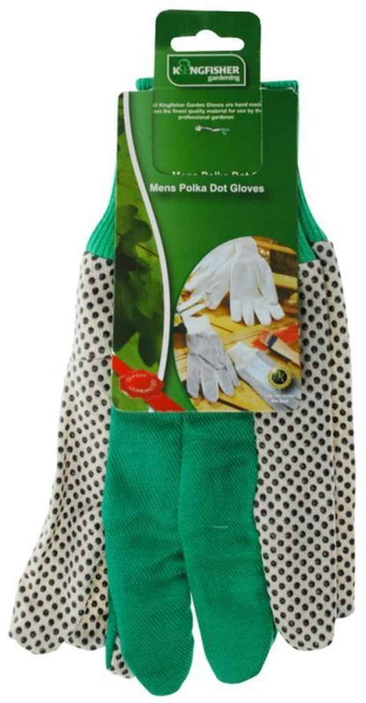 Men'S Lightweight Garden General Purpose Gloves Cotton Green Polka Dot Gardening