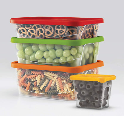 Plastic Food Storage Containers 12PC Set with Coloured Lids Air Tight Plastic